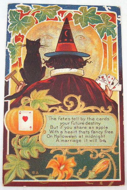 Vintage Halloween Fortune Teller Witch Card | Early 1900s
