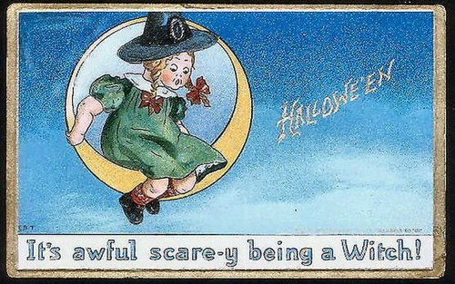 Vintage Halloween Witch Greeting Card Early 1900s