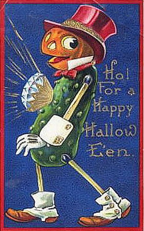 Vintage Halloween Greeting Card with Anthropomorphic Pumpkin