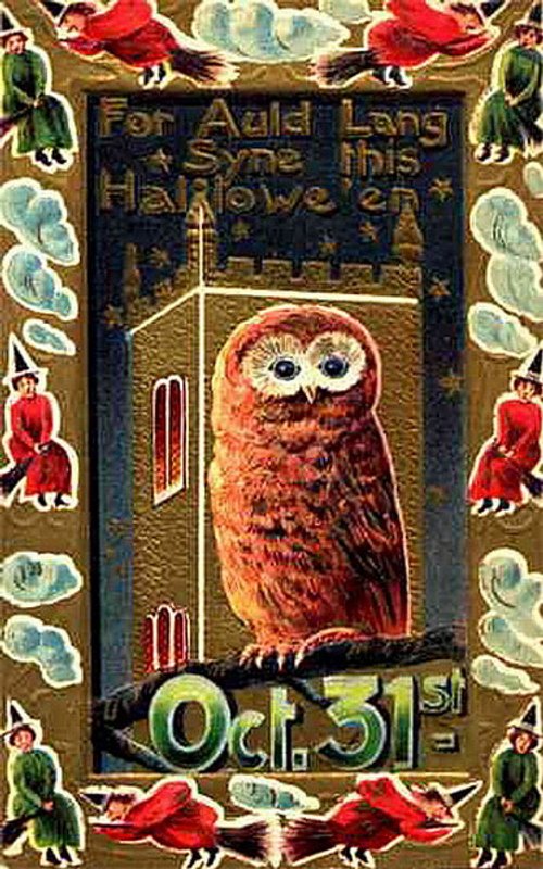 Vintage Halloween Owl Greeting Card Oct 31st Victorian Era
