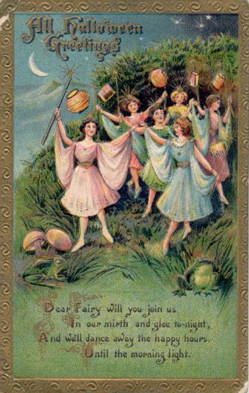 All Hallowe'en Greetings Victorian Fairy Dance Card