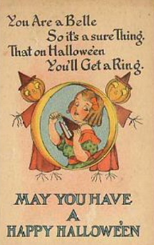 Vintage Halloween Greeting Card Belle & Ring Early 1900s
