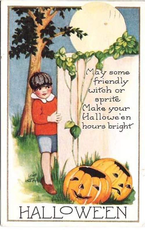 Vintage Halloween Greeting Card 1900s Child Jack-O-Lantern