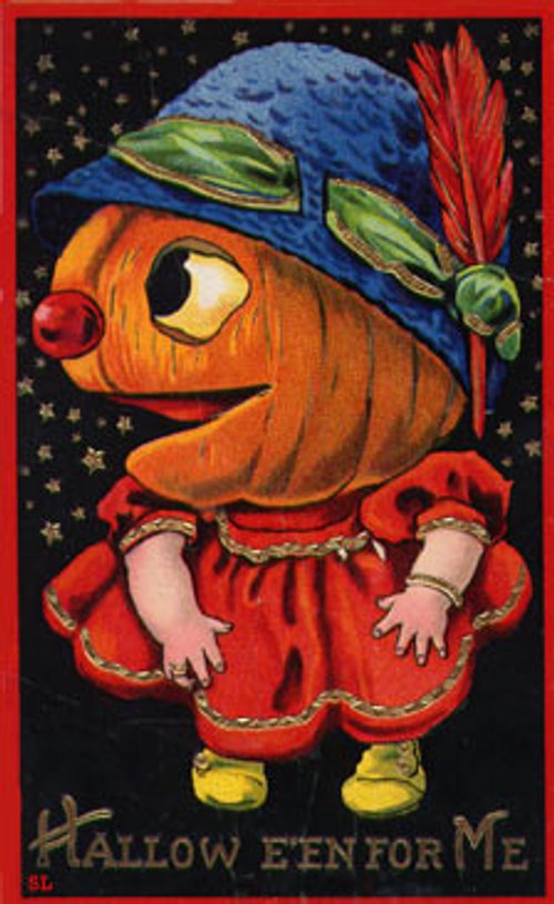 Vintage Halloween Pumpkin Man Greeting Card - Early 1900s