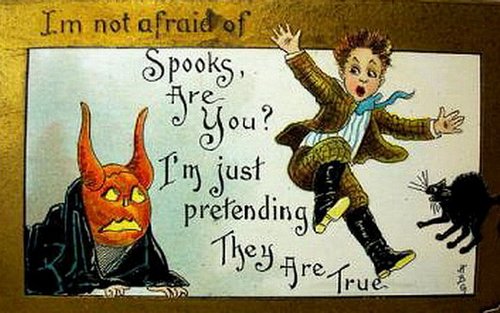 Vintage Halloween Greeting Card: Spooks & Bravado Early 1900s