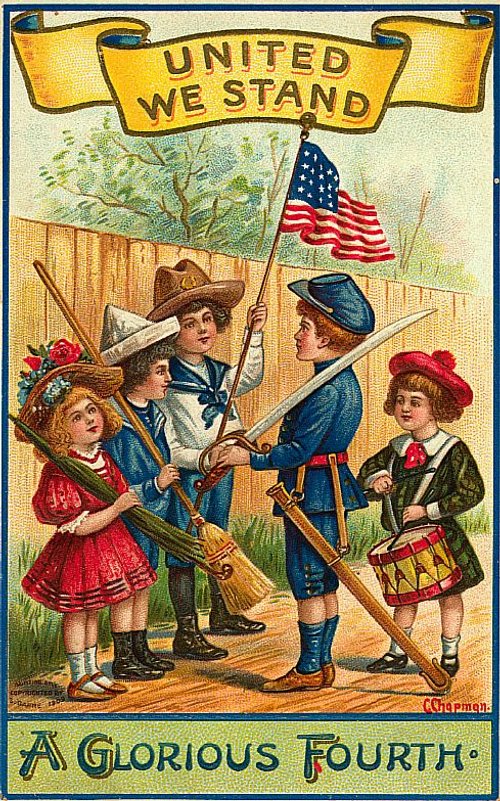 United We Stand Fourth of July Vintage Greeting Card