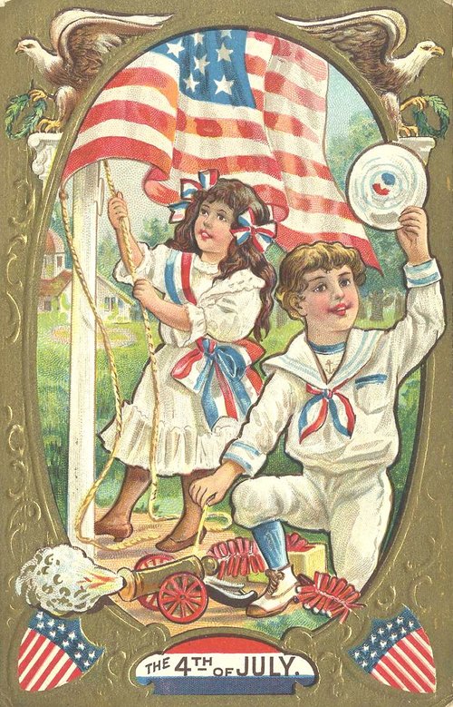 Vintage Fourth of July Greeting Card with Patriotic Children