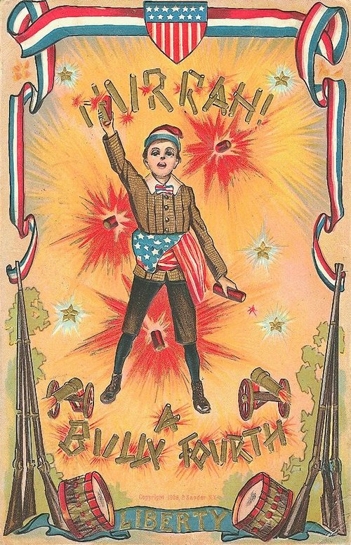 Vintage 1908 Fourth of July Greeting Card with Patriotic Boy