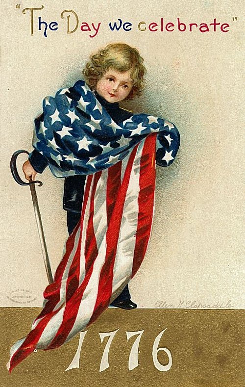 Vintage 1776 Fourth of July Greeting Card - Patriotic Child