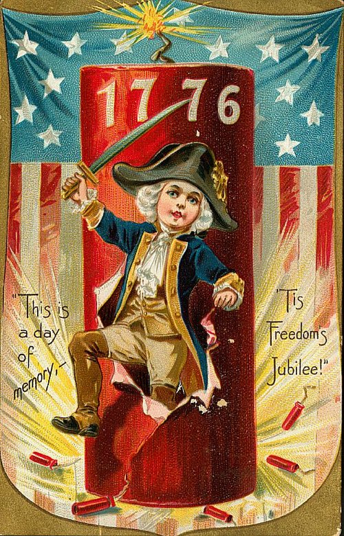 1776 Patriotic Fourth of July Greeting Card - Revolutionary War Boy Illustration