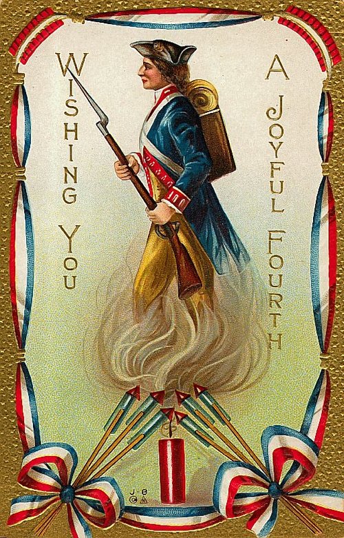 Vintage Fourth of July Greeting Card Patriotic Soldier 1900s