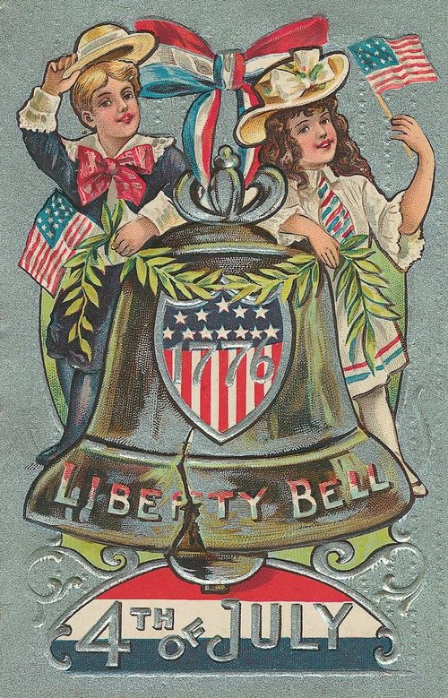 Vintage Fourth of July Liberty Bell Greeting Card, Early 1900s
