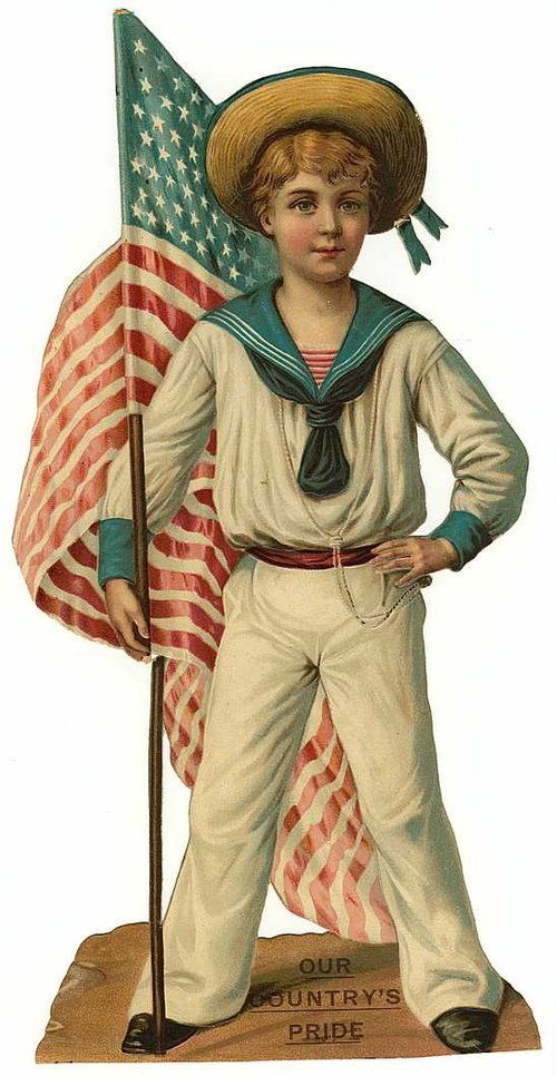 Vintage American Sailor Boy Die-Cut Greeting Card Victorian Era