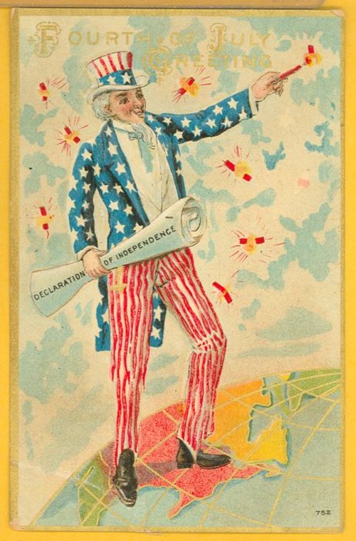 Vintage Fourth of July Uncle Sam Greeting Card, Early 1900s