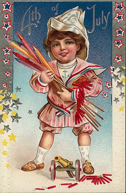 Vintage 4th of July Sailor Girl Greeting Card | Edwardian Patriotic