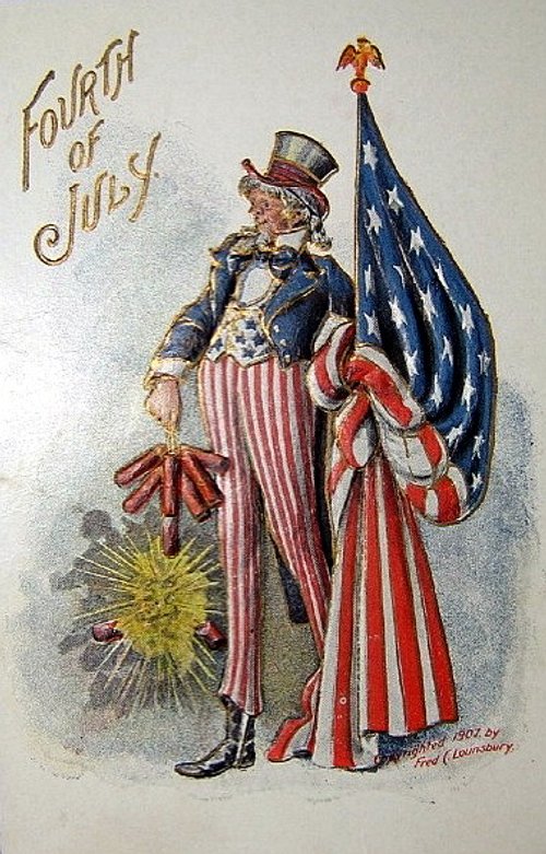 Fourth of July Uncle Sam Vintage Greeting Card Early 1900s